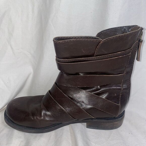 Vintage chunky biker goth Y2K Nine West Leather 7.5 m Buckle 90s moto baddie - Picture 7 of 11